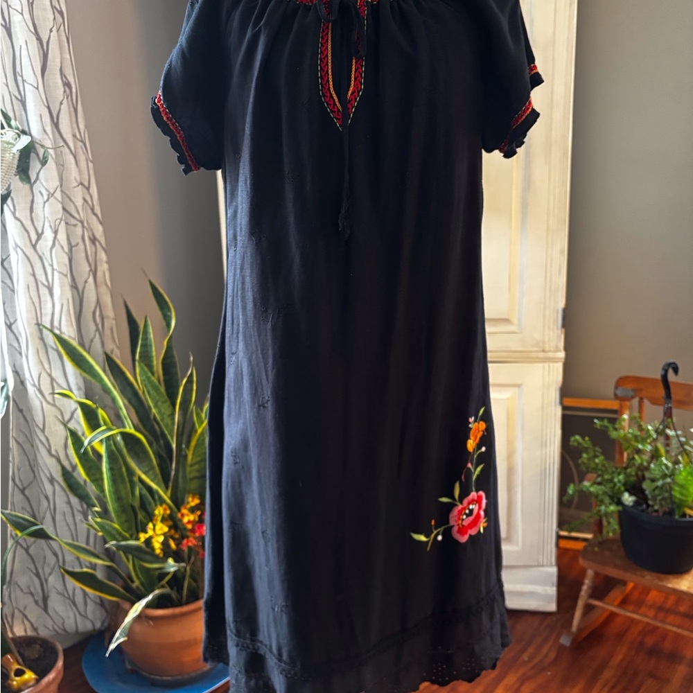 Black Dress with Red Embroidery. John Paul Richard.  Size L